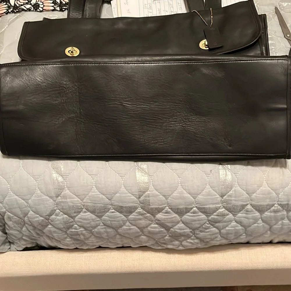 DOUBLE FLAP~LG NICE👍TOTE~ GIFT~BLACK~GOLD HARDWARE~ - Picture 5 of 8